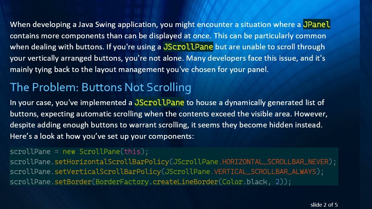 How to Enable Scrollable Buttons in a JPanel with JScrollPane