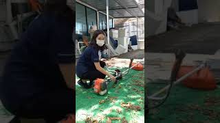 321R ผู้หญิง ผู้สูงอายุ สตาร์ทได้ง่ายมากๆ เครื่องตัดหญ้าสะพายบ่า ฮุสวาน่า 085-087-1111 อมรอิเล็คทริค