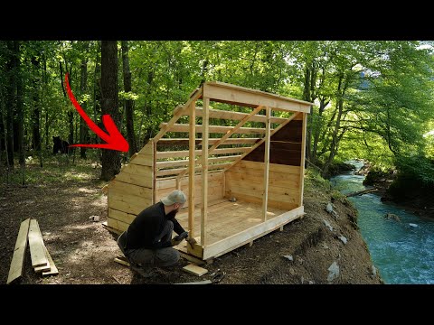 6 Days to Build My Cozy Bushcraft Cabin Alone in the Wild