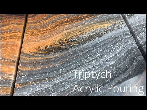 Triptych Acrylic Pouring - Large Milky Way Ring Pour & Paint Kiss Tutorial