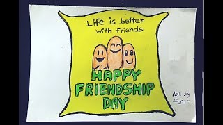 preview picture of video 'Happy Friendship Day Drawing using Oil Pastel || FRIENDSHIP DAY 2018 || Sanjay m Arts ||'