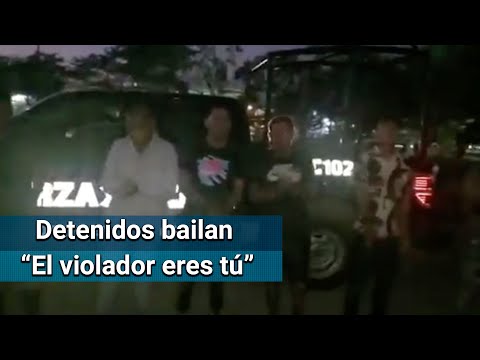 Policías hacen bailar a detenidos "El violador eres tú"