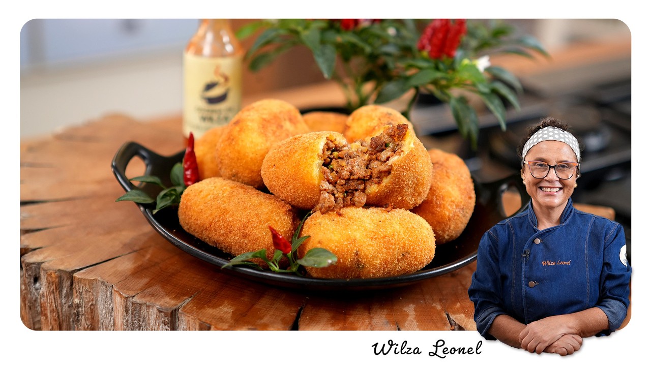 BOLINHO DE MANDIOCA COM CARNE MOIDA! COMIDA DE BOTECO - Wilza Leonel