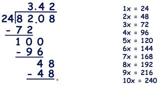 Divide a number with 2 decimal places by a two digit number using long division