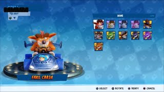 Crash Team Racing Nitro-Fueled (PS4) Fake Crash All Skins Gameplay