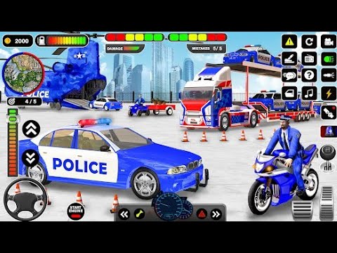 US Police Car Transporter Driving - Police Trailer Truck Driver Simulator #2 - Android GamePlay