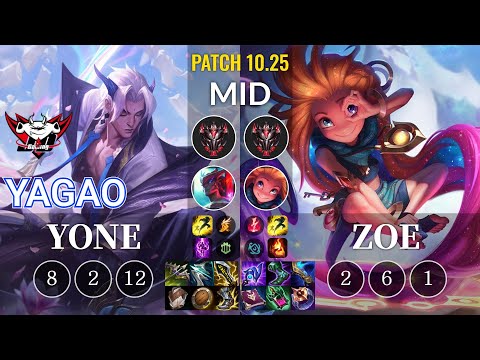 JDG Yagao Yone vs Zoe Mid - KR Patch 10.25