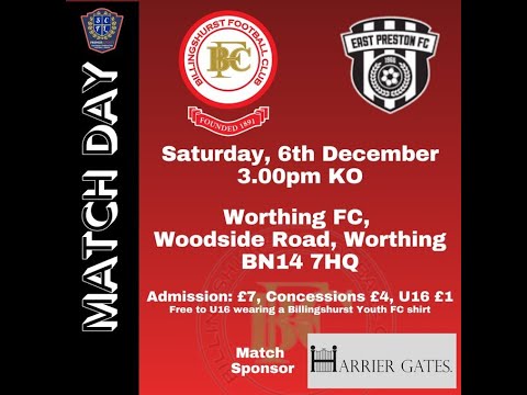 SCFL Div 1| Billingshurst FC vs East Preston| Can we keep our 9 game unbeaten run going ?