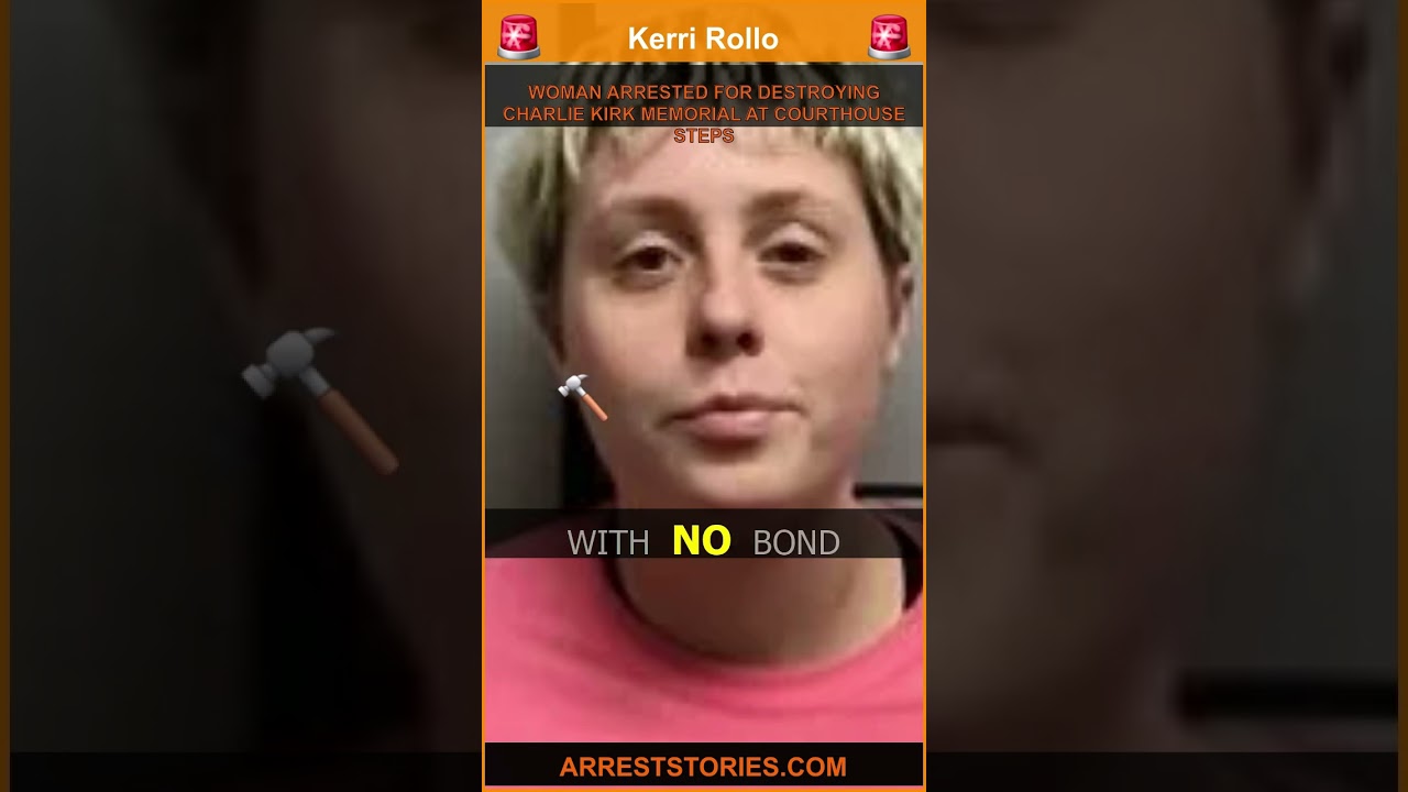 WOMAN ARRESTED FOR DESTROYING CHARLIE KIRK MEMORIAL AT COURTHOUSE STEPS