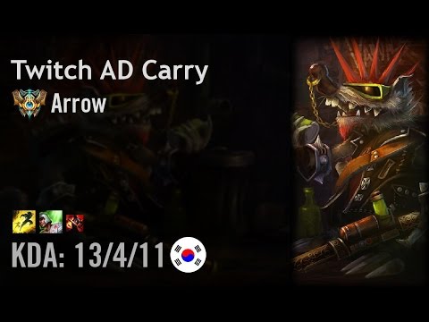 Twitch AD Carry vs Ezreal - Arrow - KR Challenger Patch 6.14