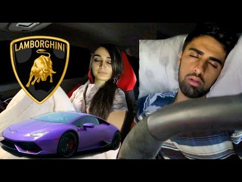 24 HOURS SLEEPING IN A LAMBORGHINI !!!