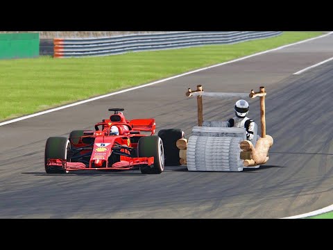 Ferrari F1 2018 vs Flinstone Car - Monza