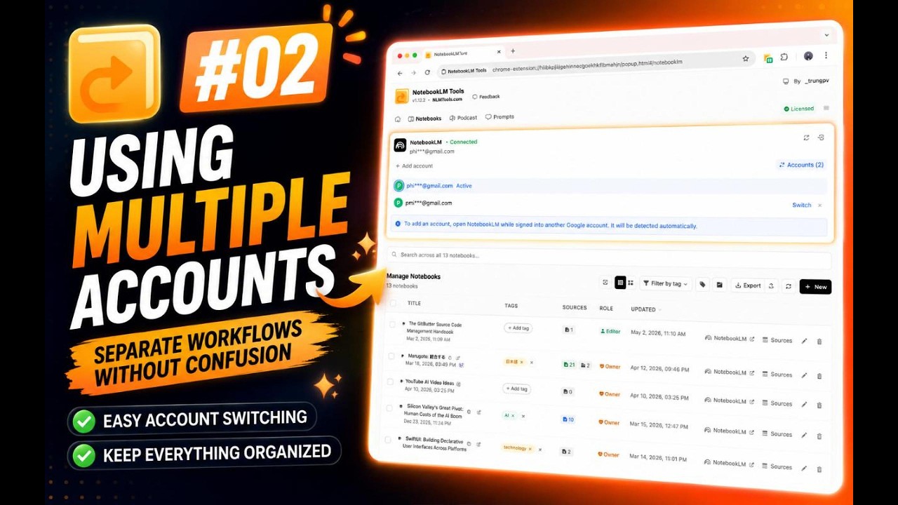 NotebookLM Multi-Account Support: Switch Between Multiple Google Accounts
