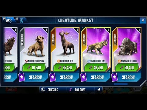 UNLOCKING ALL THE CENOZOIC CREATURES!! Jurassic World - The Game, R# 111