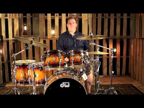 DW Drums Collector's Amber Stain To Rich Tobacco Burst Over Quilted Maple with Nickel Hardware