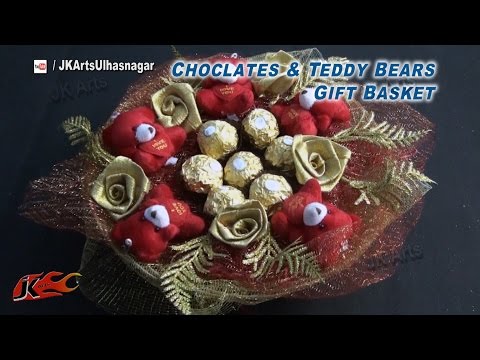 DIY Chocolates and teddy bear gift basket  | Valentine's Day Gift Idea | How to make  |JK Arts 836