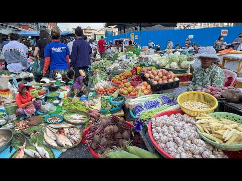 Evening Orussey Street Market Scene - Fresh Rural Chicken, Fish, Vegetable, Pork & More Food