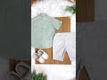 Conjunto Meninos Camisa Verde Mescla Bermuda Bege Casual