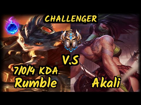 KBM Zantins (RUMBLE) vs AKALI - 7/0/4 KDA TOP CHALLENGER GAMEPLAY - BR