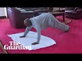 Ugandan president makes home workout video encouraging citizens to exercise indoors