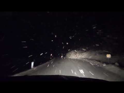Virtual Drive Through Snow Blizzard in The Night / Sound of Wind And Falling Snow