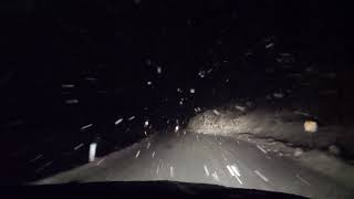 Virtual Drive Through Snow Blizzard in The Night / Sound of Wind And Falling Snow