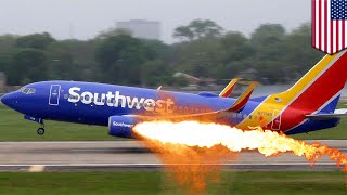 Southwest plane catches fire: Flight grounded after wing catches fire before takeoff - TomoNews