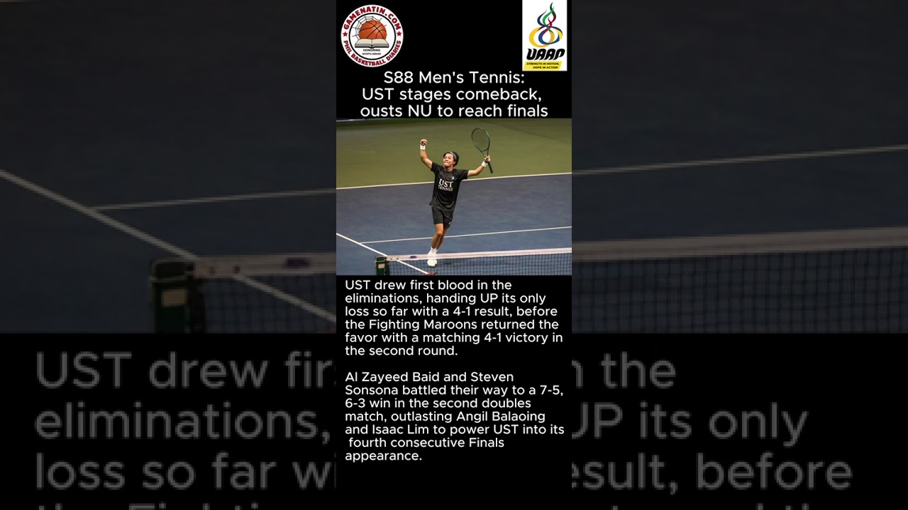 UAAP Men's Tennis: UST turns back NU to advance to Finals vs UP