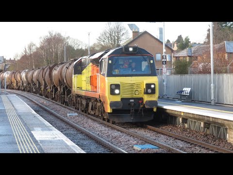 70803 passes Elgin with the Diverted Barassie C.E to Aberdeen Waterloo Slurry tanks 19th Jan 21