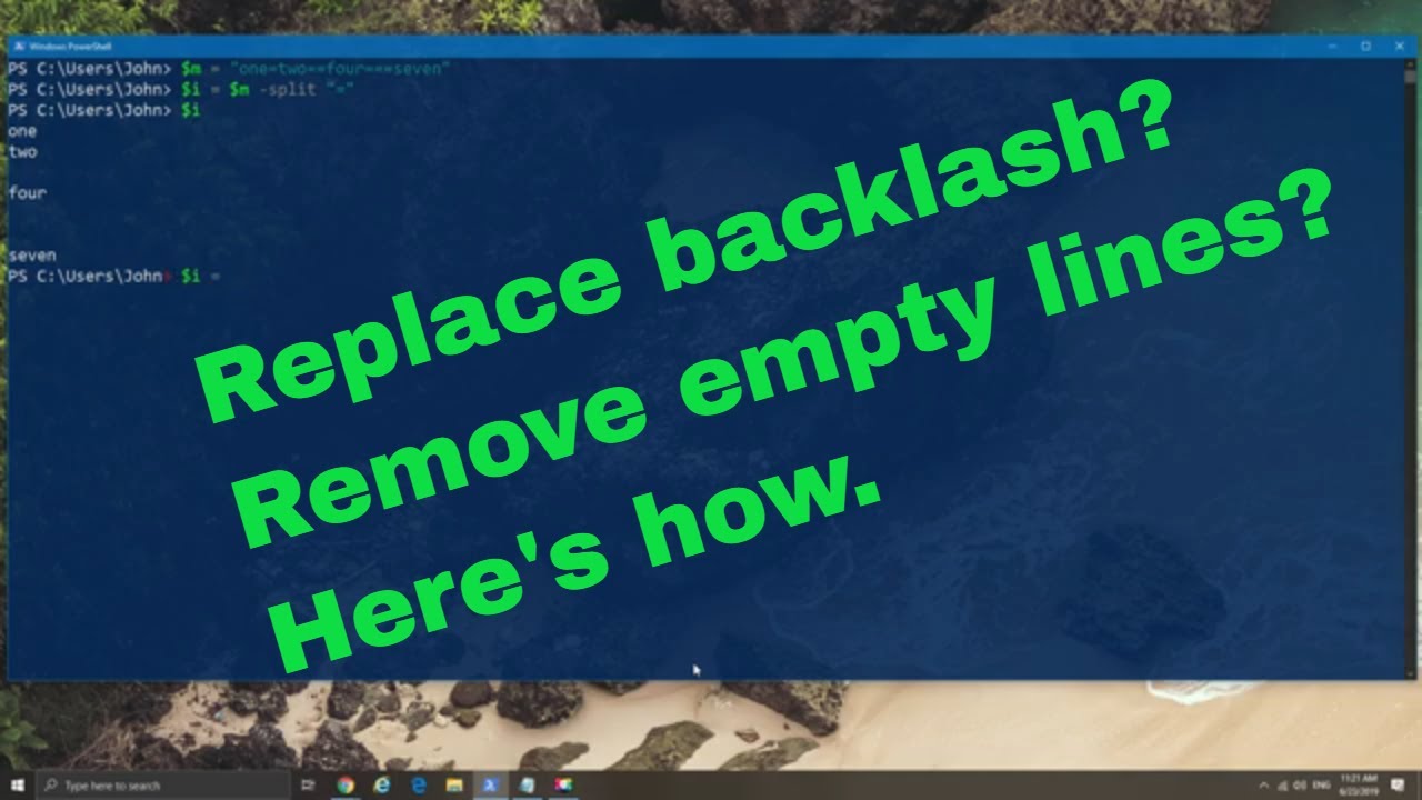 Powershell Replace backslash and remove empty lines in array