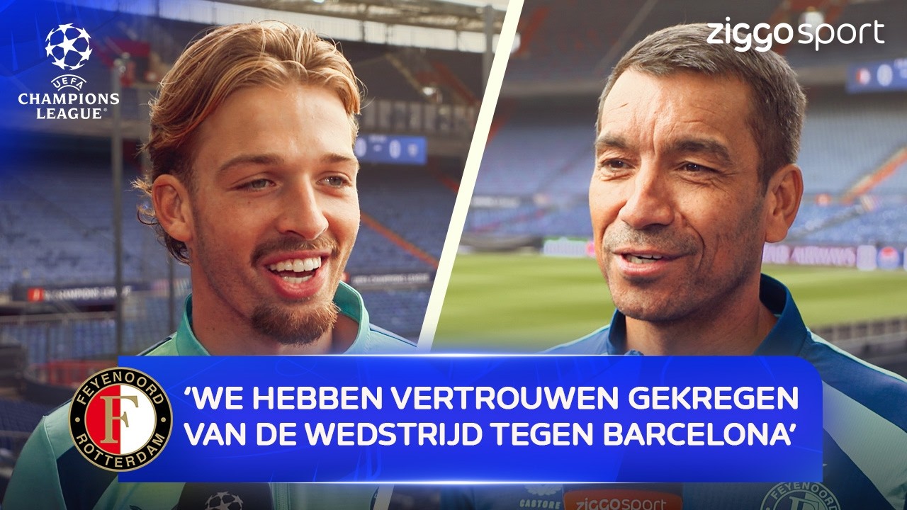 Van Bronckhorst en Valente over het duel tegen Como en koploper zijn in de Eredivisie 🗣️ | Interview