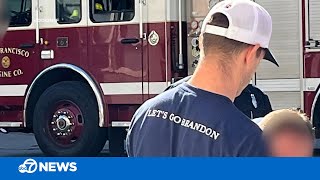 On-duty SF firefighter photographed wearing 'Let's Go Brandon' shirt, violated uniform policy