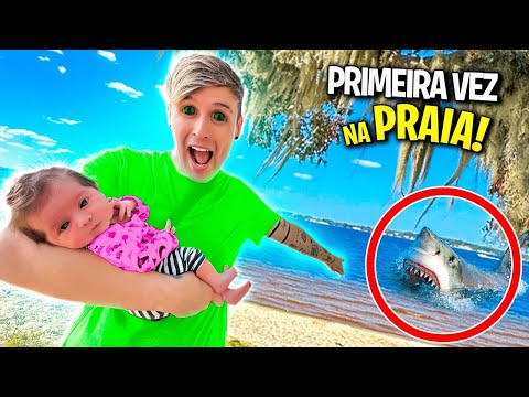 PRIMEIRA VEZ da BEBÊ HAILEY na PRAIA nos ESTADOS UNIDOS! Pai Tambem Vloga