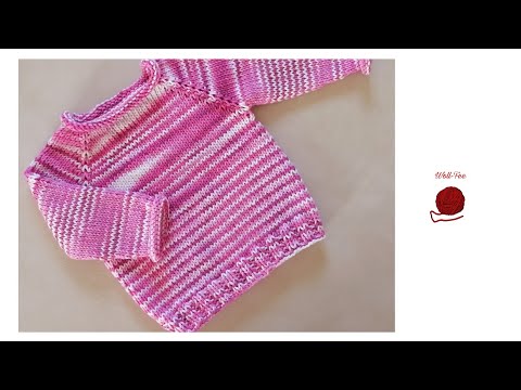 Babypullover stricken, Schritt für Schritt, andere Größen siehe Infobox