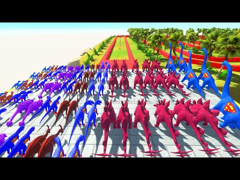 ALL NEW COLORED 99999 HERBIVORE DINOSAURS DEATH FALL  - Animal Revolt Battle Simulator