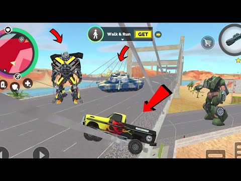 Vegas Crime Simulator 2 - (Transformer Monster Truck Stuck on Bridge Rope) Robot Truck Fight Tanks