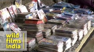 Pirated DVDs being sold on a streetside in India