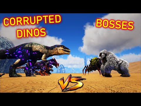 All Corrupted Dinosaurs VS Broodmother and Megapithecus Boss | Ark Battles | Thyrulous