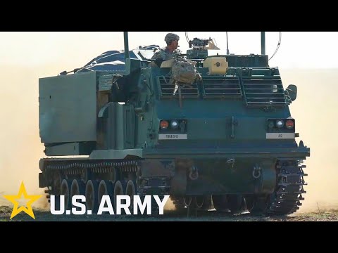 U.S. Army M270 MLRS rocket systems during military exercises in Oklahoma.