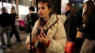 14 Year Old Bella Shields Beautifully Performs Her Own Song "Flip The Claddagh" on Grafton Street. 