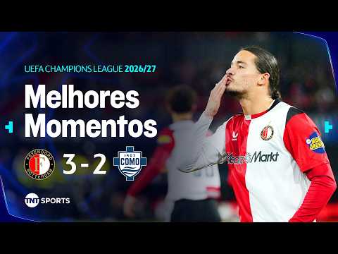 MOUSSA CRAVA, CARIMBA A TRAVE E FEYENOORD VENCE A PRIMEIRA NA CHAMPIONS 26/27! FEYENOORD 3 X 2 COMO