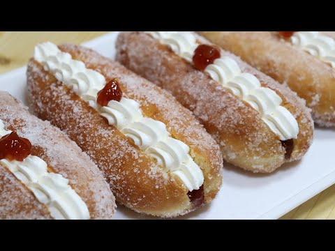 CREAM DOUGHNUTS RECIPE (ITALIAN MERINGUE BUTTERCREAM & STRAWBERRY JAM) | HOMEMADE CREAM DOUGHNUTS