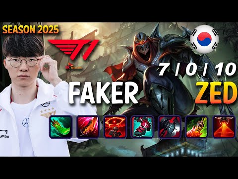 T1 Faker ZED vs ORIANNA Mid - Patch 25.10 KR Ranked | lolrec