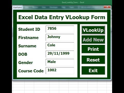 How to Create Excel Data Entry VLookup Form with Search Function Using Userform