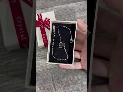 Подарок девушке браслет в стиле Ван Клиф "Двухсторонний клевер агат и перламутр" медицинская сталь в коробочке - фото 2 - id-p2364204722