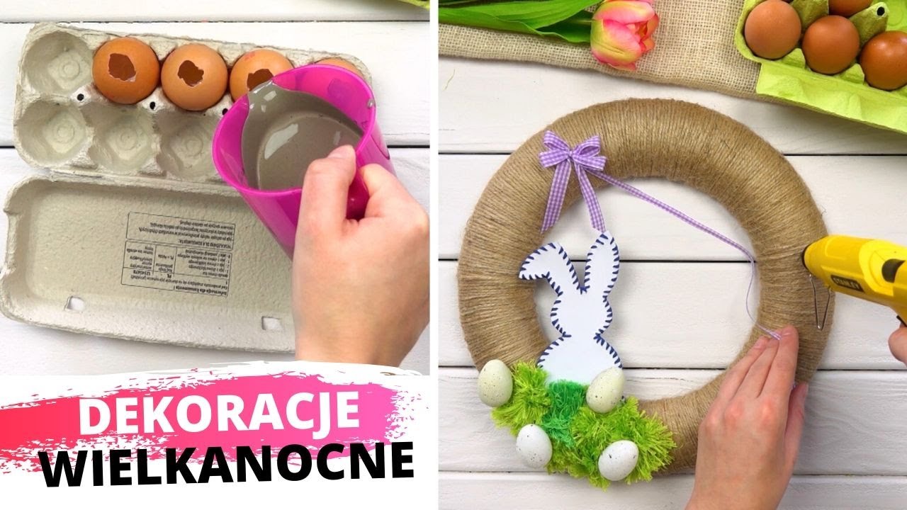DEKORACJE WIELKANOCNE DIY - stroik, wazon i jajka z cementu