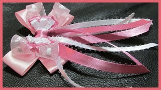 DIY - How to make Hair Bows No.3 - Long tailed stacked Hair Bow - Free tutorial with subtitles