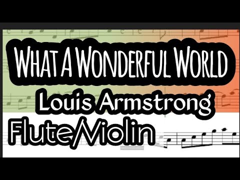 What A Wonderful World Flute or Violin Sheet Music Backing Track Play Along Partitura