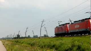preview picture of video 'Railion 189 069-8 met DB 189 Lok passeren Huissen / Bemmel op Betuweroute'