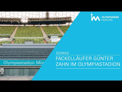 Fackelläufer Günter Zahn im Olympiastadion